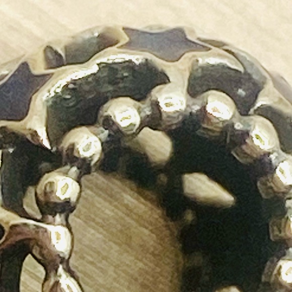 EUC Pandora 791371CZ Sterling Silver & 14k Gold Night Sky Charm w/ Blue Enamel - Picture 9 of 10